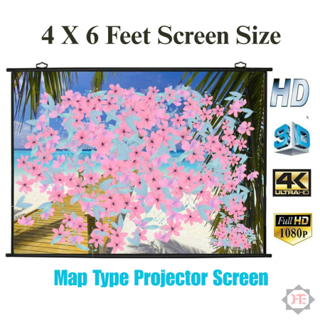 HI-TECH Map Type Projector Screen, 6X4 HI-TECH High Gain Fabric