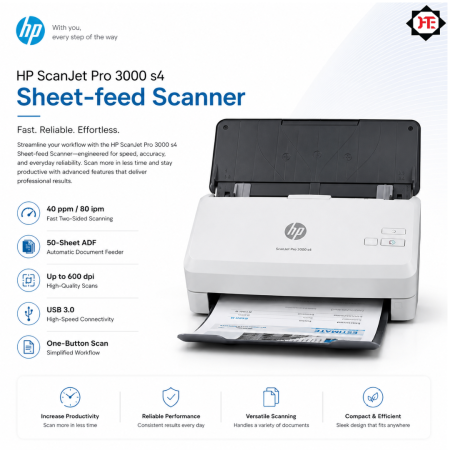 HP ScanJet Pro 3000 S4 A4 Size Sheet Feed Document Scanner